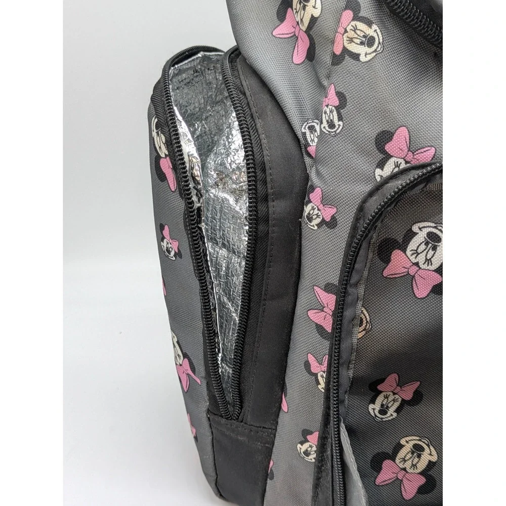 Disney Minnie Mouse Backpack Gray Pink Bow School Travel Book Bag 12x17 Kids
